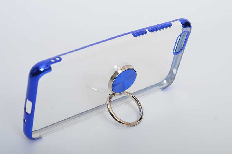 Huawei Y5 2018 Kılıf Yüzüklü Standlı Silikon Köşeleri Renkli Kapak (GES) Gold