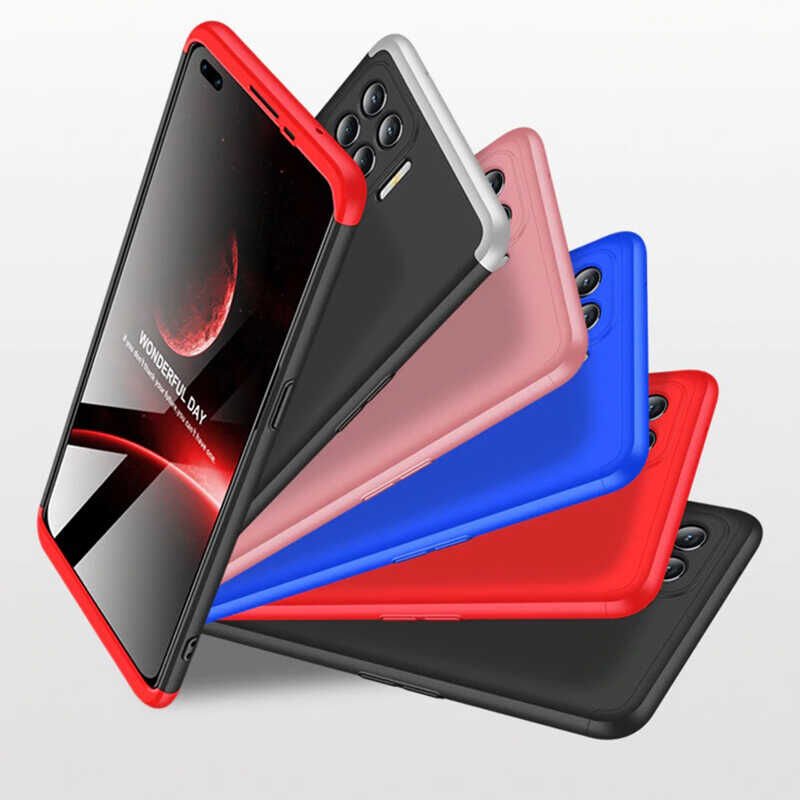 Oppo Reno 4 Lite Kılıf 360 Tam Koruma Ön Ve Arka Sert Mika Kapak Orjinal Ays Gkk Kapak Rose Gold