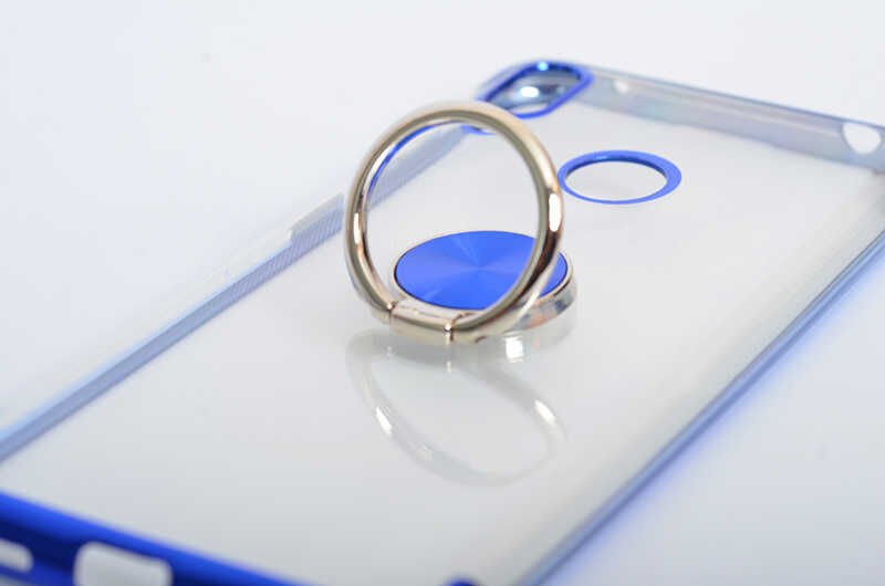 Huawei Y7 Prime 2019 Kılıf Yüzüklü Standlı Silikon Köşeleri Renkli Kapak (GES) Rose Gold