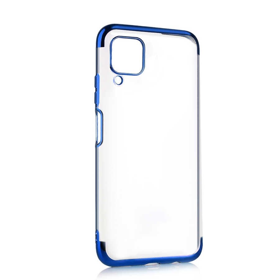 Huawei P40 Lite Kılıf Dört Köşe Renkli Lazer Şeffaf Silikon Kapak (GLİTTER) Rose Gold