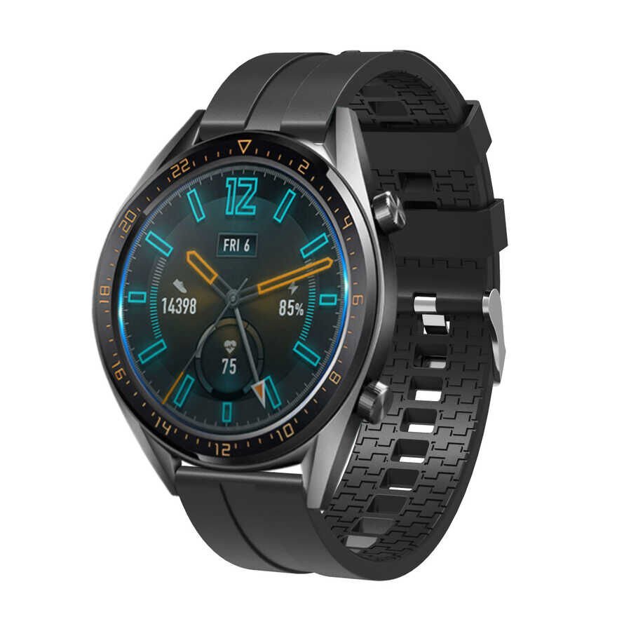 Huawei Watch GT 3 46mm (22mm) Silikon Kordon Esnek Yapılı Tasarım (KRD-23) Siyah