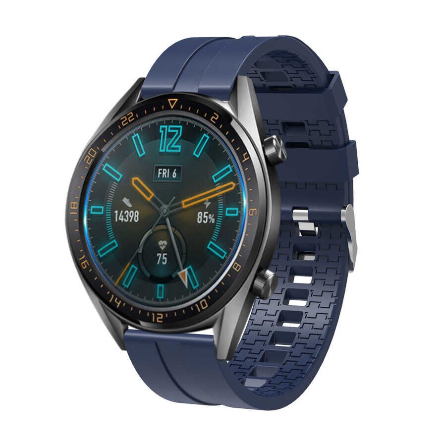 Huawei Watch GT 3 46mm (22mm) Silikon Kordon Esnek Yapılı Tasarım (KRD-23) Lacivert