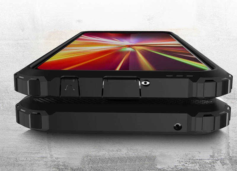 Huawei Mate 20 Lite Kılıf Armor Köşe Korumalı Çift Katman Tank Zırh Kapak (CRASH) Kırmızı