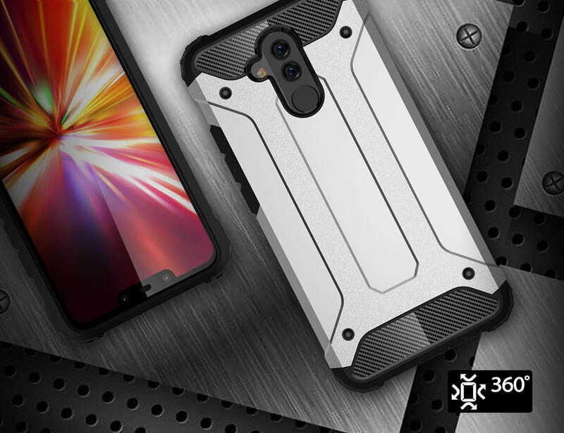 Huawei Mate 20 Lite Kılıf Armor Köşe Korumalı Çift Katman Tank Zırh Kapak (CRASH) Kırmızı