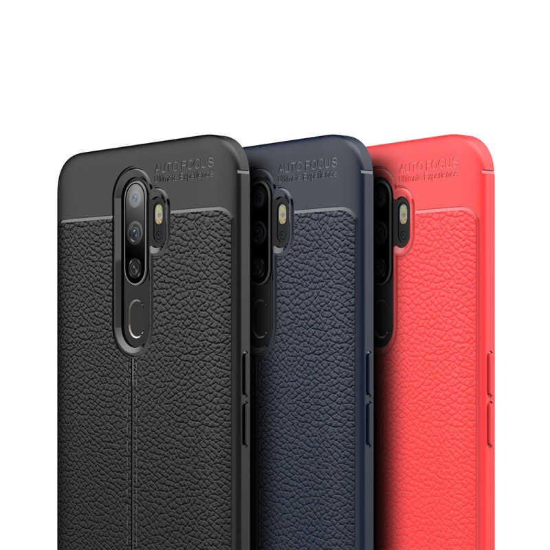 Oppo A5 2020 Kılıf Deri Görünümlü Renk Atmayan Dayanaklı Silikon Kapak (NİSS) Lacivert