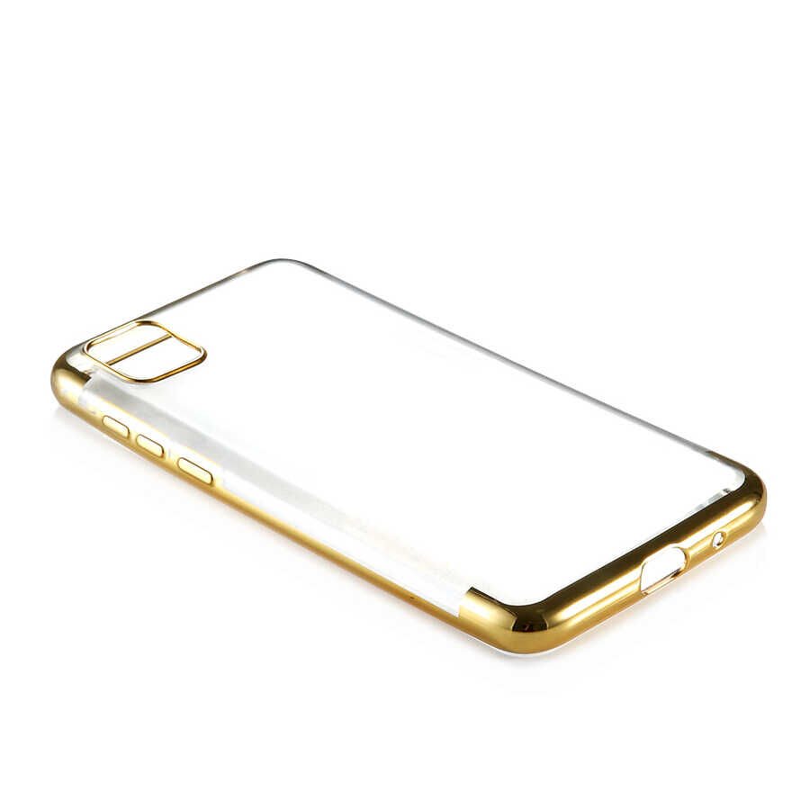 Huawei Y5P Kılıf Dört Köşe Renkli Lazer Şeffaf Silikon Kapak (GLİTTER) Rose Gold