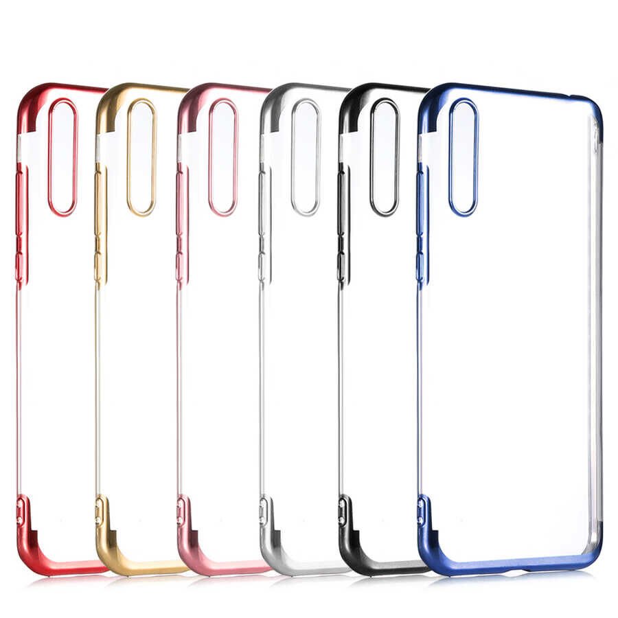 Huawei P Smart S (Y8P) Kılıf Dört Köşe Renkli Lazer Şeffaf Silikon Kapak (GLİTTER) Gri