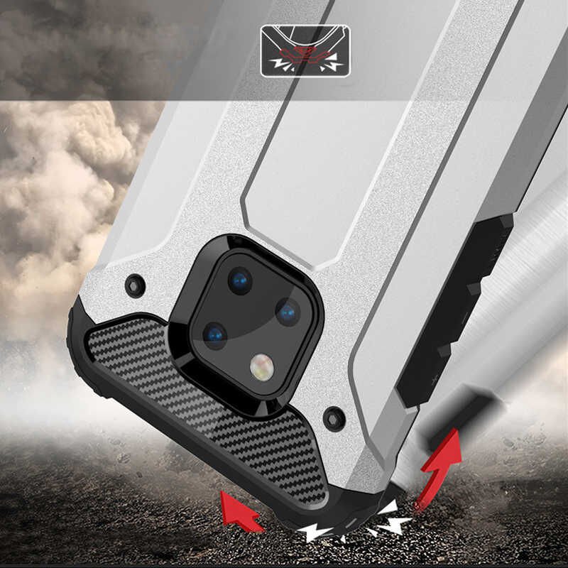 Huawei Mate 20 Pro Kılıf Armor Köşe Korumalı Çift Katman Tank Zırh Kapak (CRASH) Kırmızı