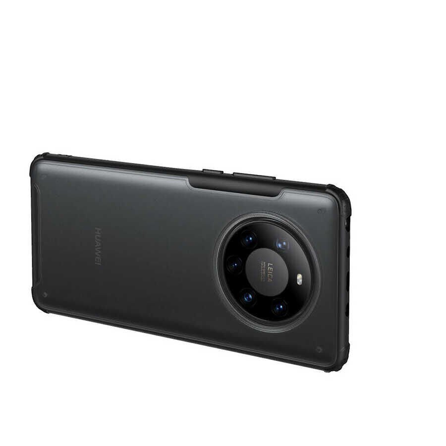 Huawei Mate 40 Pro Kılıf Köşe Korumalı Arkası Mat Buzlu Sert Kapak (VOLKS) Siyah