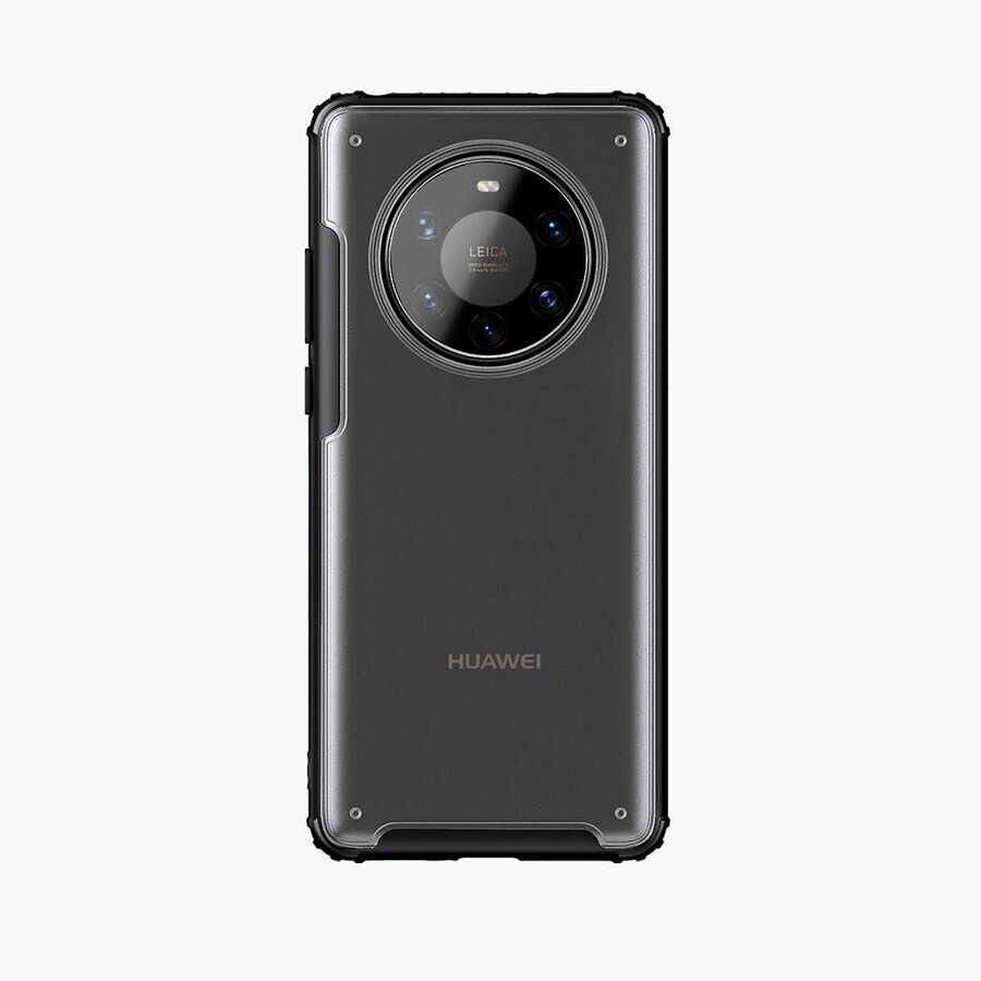 Huawei Mate 40 Pro Kılıf Köşe Korumalı Arkası Mat Buzlu Sert Kapak (VOLKS) Siyah