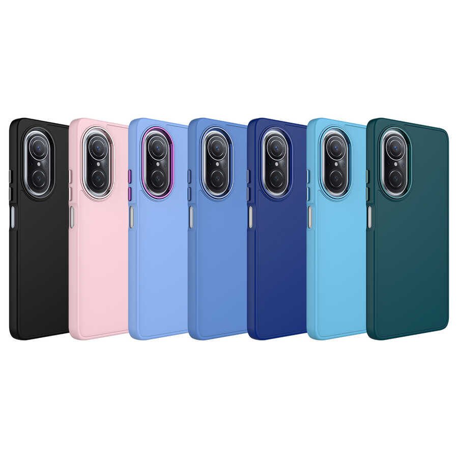 Huawei Nova 9 SE Kılıf Metal Çerçeveli Hassas Butonlu Renkli İçi Kadife Lansman Kapak (LUNA) Lila