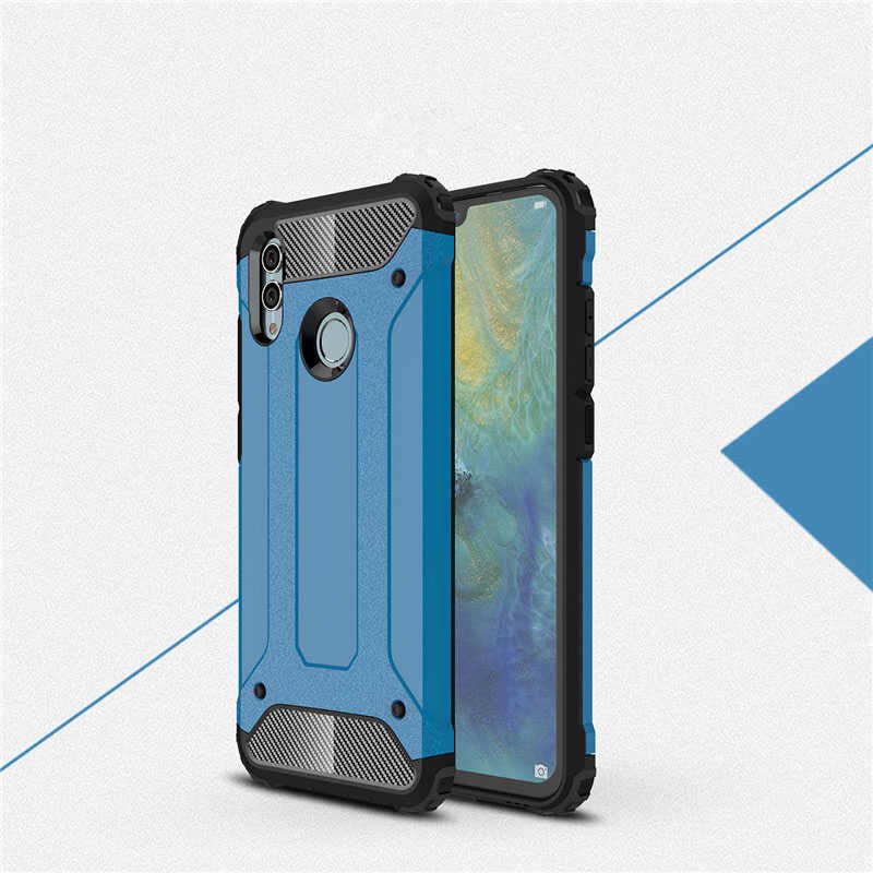 Huawei P Smart 2019 Kılıf Armor Köşe Korumalı Çift Katman Tank Zırh Kapak (CRASH) Gri