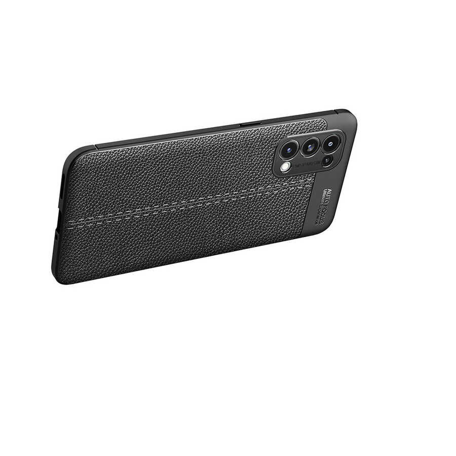 Oppo Reno 5 Pro 5G Kılıf Deri Görünümlü Renk Atmayan Dayanaklı Silikon Kapak (NİSS) Lacivert