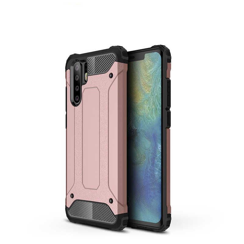 Huawei P30 Pro Kılıf Armor Köşe Korumalı Çift Katman Tank Zırh Kapak (CRASH) Rose Gold