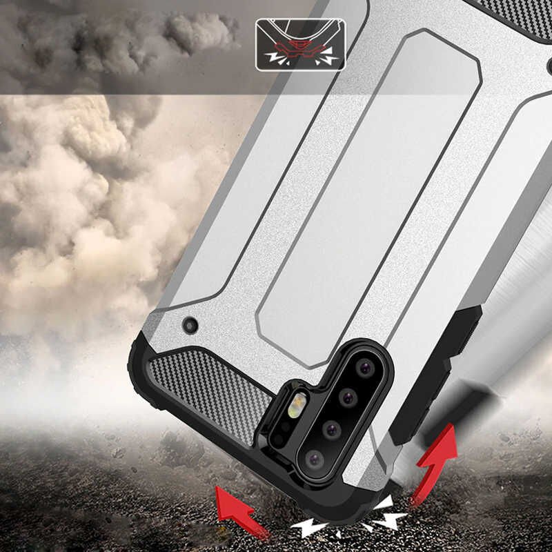 Huawei P30 Pro Kılıf Armor Köşe Korumalı Çift Katman Tank Zırh Kapak (CRASH) Rose Gold