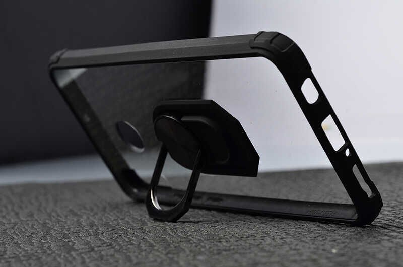 Huawei P30 Lite Kılıf Arkası Şeffaf Kenarları Renkli Yüzüklü Tank Kapak (MOLA) Kırmızı