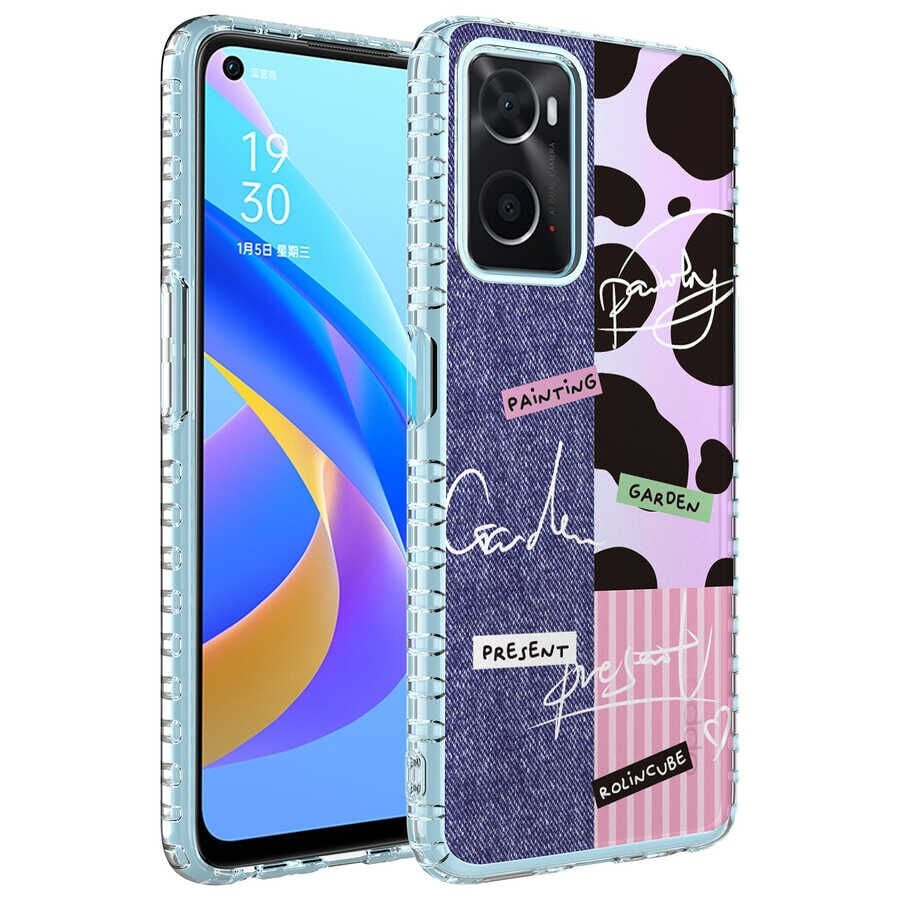 Oppo A96 4G Kılıf Kamera Çıkıntılı Airbag Kenarlı Darbe Emici Desenli Kapak (ELEGANS) NO8