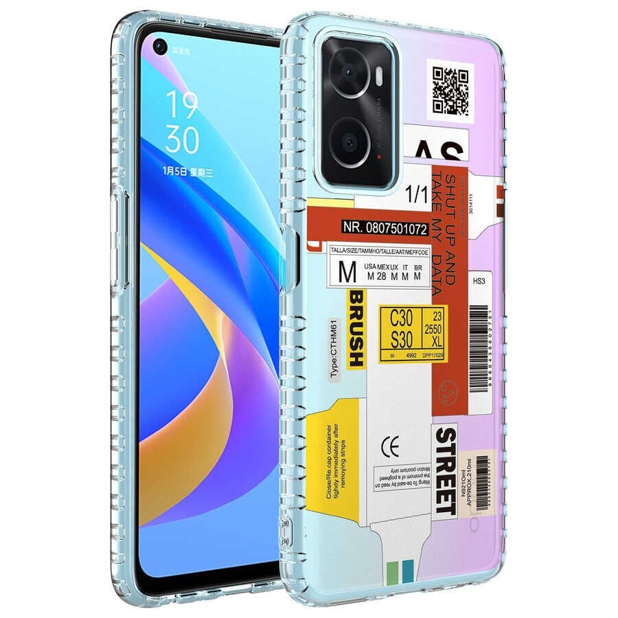 Oppo A96 4G Kılıf Kamera Çıkıntılı Airbag Kenarlı Darbe Emici Desenli Kapak (ELEGANS) NO2