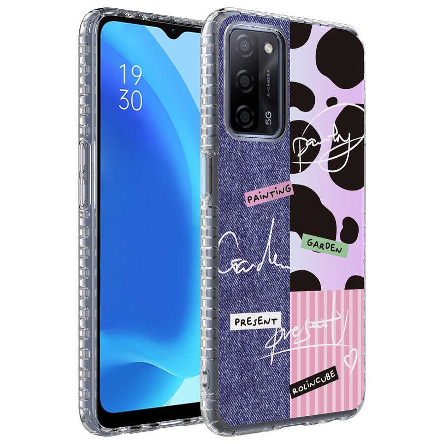 Oppo A54 4G Kılıf Kamera Çıkıntılı Airbag Kenarlı Darbe Emici Desenli Kapak (ELEGANS) NO8