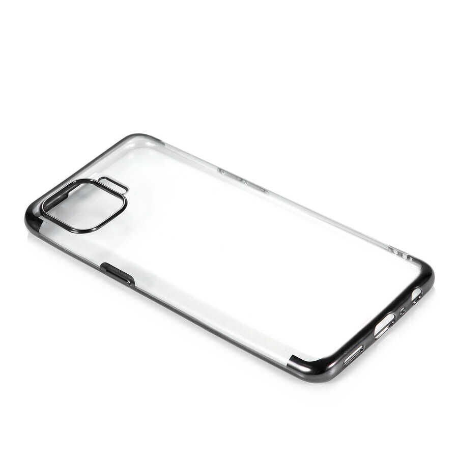 Oppo Reno 4 Lite Kılıf Dört Köşe Renkli Lazer Şeffaf Silikon Kapak (GLİTTER) Kırmızı