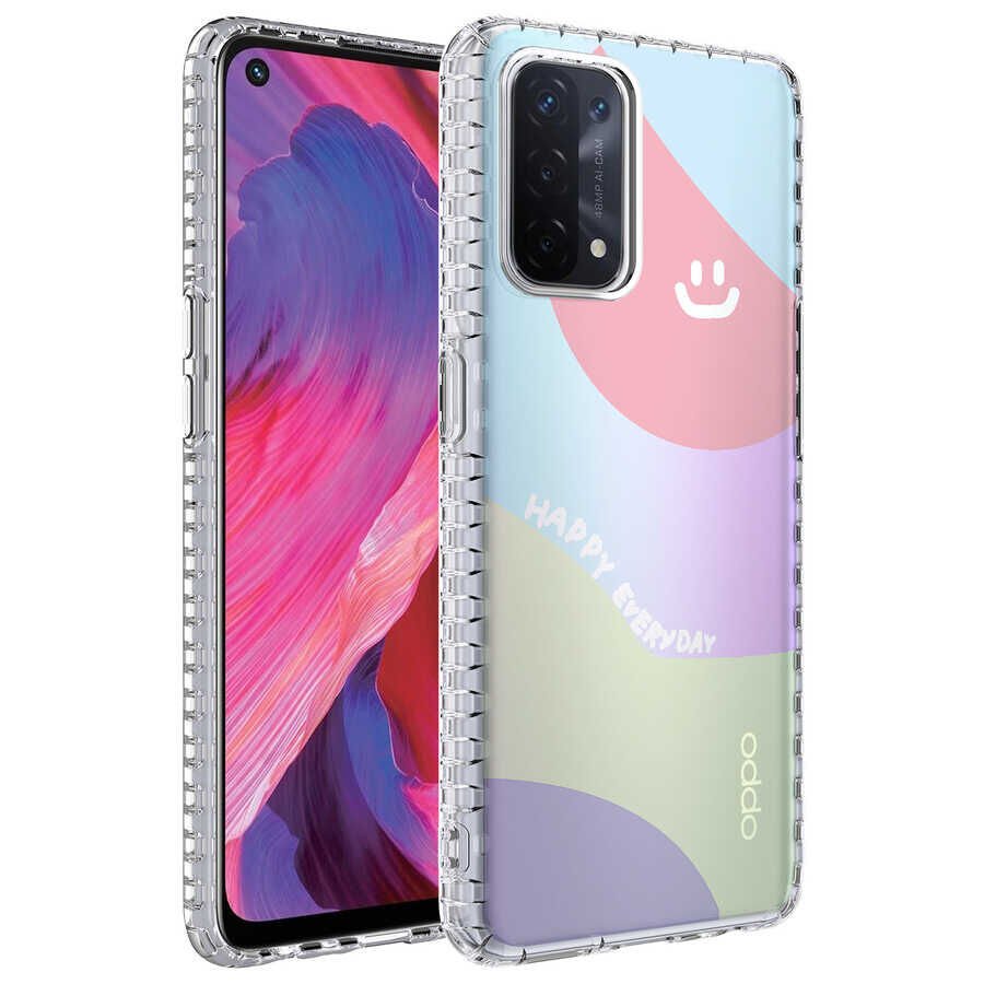 Oppo A74 4G Kılıf Kamera Çıkıntılı Airbag Kenarlı Darbe Emici Desenli Kapak (ELEGANS) NO7