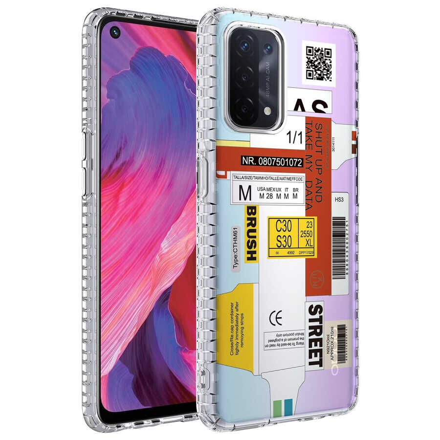 Oppo A74 4G Kılıf Kamera Çıkıntılı Airbag Kenarlı Darbe Emici Desenli Kapak (ELEGANS) NO2