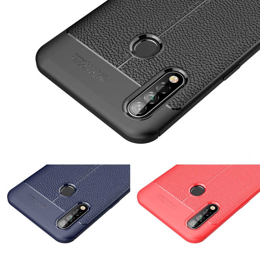 Oppo A31 Kılıf Deri Görünümlü Renk Atmayan Dayanaklı Silikon Kapak (NİSS) Kırmızı