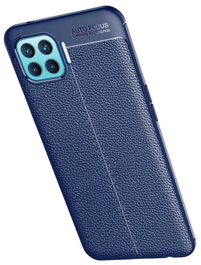 Oppo Reno 4 Lite Kılıf Deri Görünümlü Renk Atmayan Dayanaklı Silikon Kapak (NİSS) Kırmızı