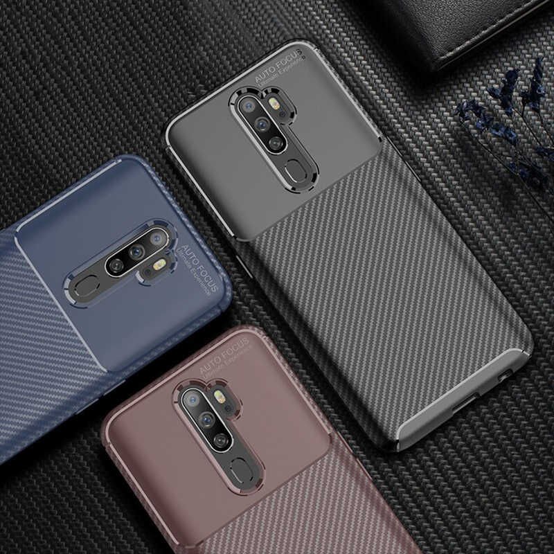 Oppo A5 2020 Kılıf Kamera Çıkıntılı Karbon Fiber Dokulu Renk Atmaz Kapak (NEGRO) Siyah