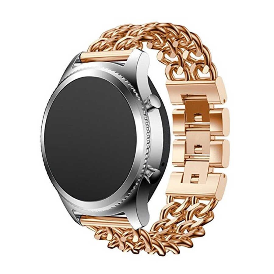 Huawei Watch GT 3 46mm Metal Kordon Zincir Halkalı Göz Alıcı Dizayn (KRD-17) Rose Gold