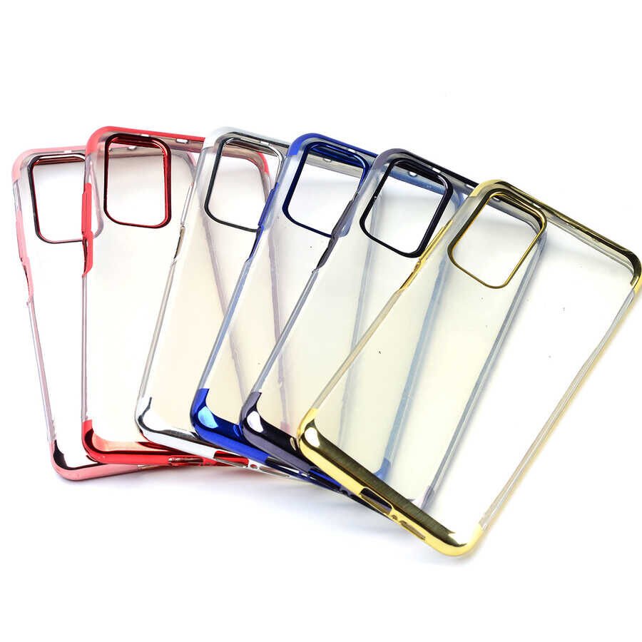 Huawei P Smart 2021 Kılıf Dört Köşe Renkli Lazer Şeffaf Silikon Kapak (GLİTTER) Siyah