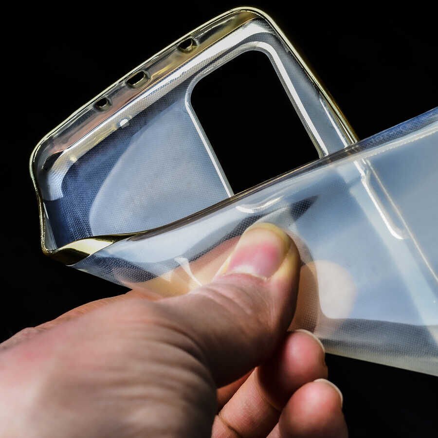 Huawei P Smart 2021 Kılıf Dört Köşe Renkli Lazer Şeffaf Silikon Kapak (GLİTTER) Kırmızı