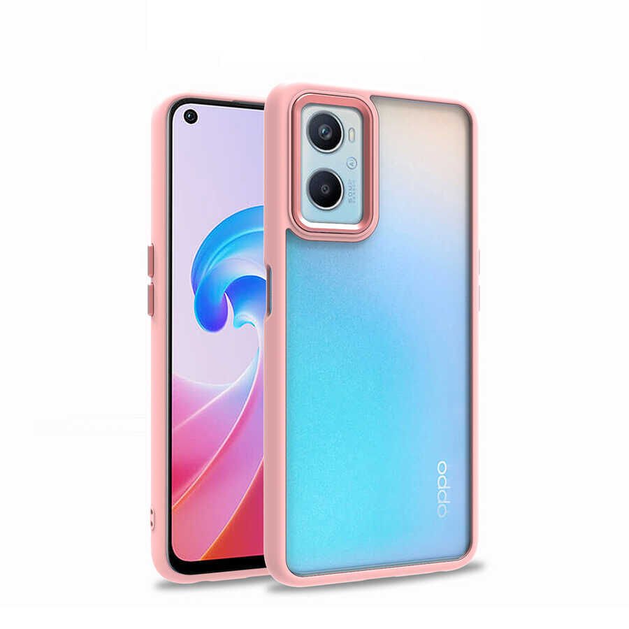 Oppo A36 Kılıf Kamera Çıkıntılı Arkası Şeffaf Hassas Tuşlu Kenarlı Kapak (Flora) Rose Gold