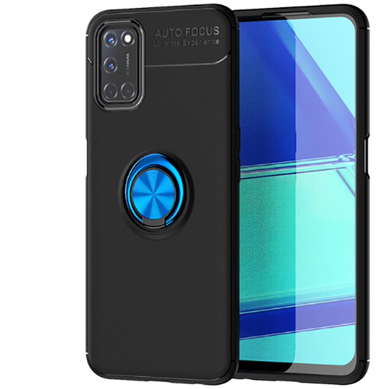 Oppo A52 Kılıf Kamera Çıkıntılı Renkli Yüzüklü Standlı Mıknatıslı Kapak (RAVEL) Kırmızı