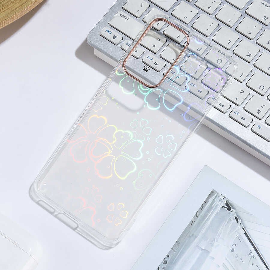 Xiaomi Redmi Note 11 Pro Plus 5G Kılıf Renkli Transparan Parlak Desenli Sert Kapak (SİDNEY) Flower No3