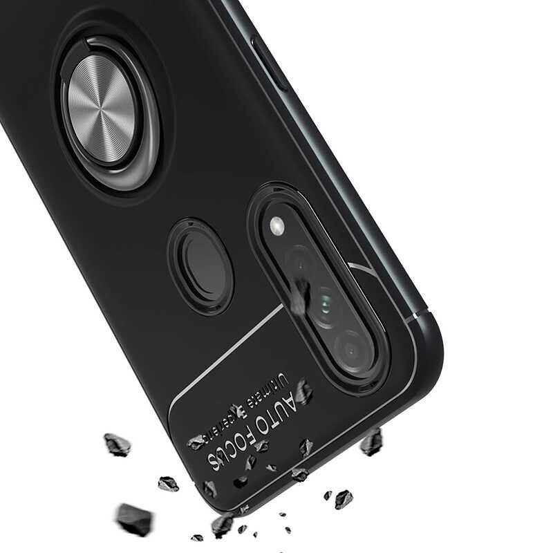Oppo A31 Kılıf Kamera Çıkıntılı Renkli Yüzüklü Standlı Mıknatıslı Kapak (RAVEL) Siyah