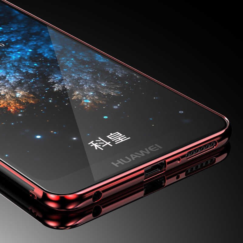 Huawei Y7 2018 Kılıf Dört Köşe Renkli Lazer Şeffaf Silikon Kapak (GLİTTER) Gri