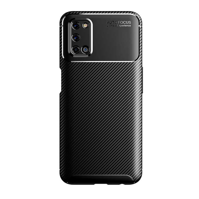 Oppo A92 Kılıf Kamera Çıkıntılı Karbon Fiber Dokulu Renk Atmaz Kapak (NEGRO) Lacivert