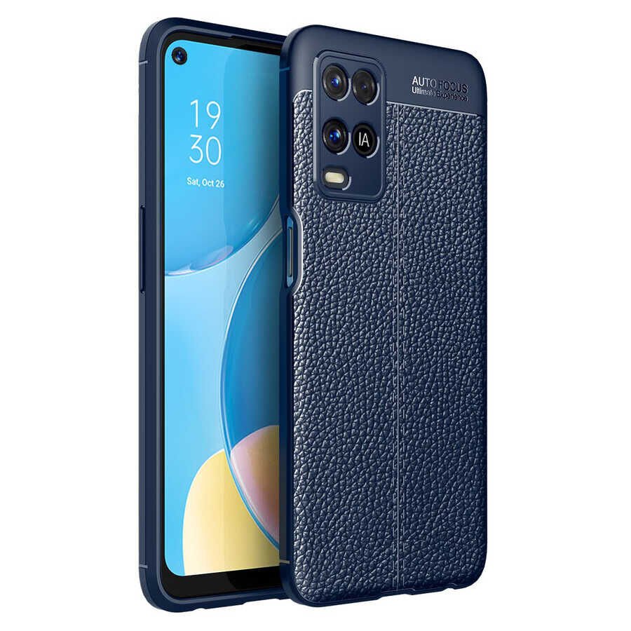 Oppo A54 4G Kılıf Deri Görünümlü Renk Atmayan Dayanaklı Silikon Kapak (NİSS) Kırmızı
