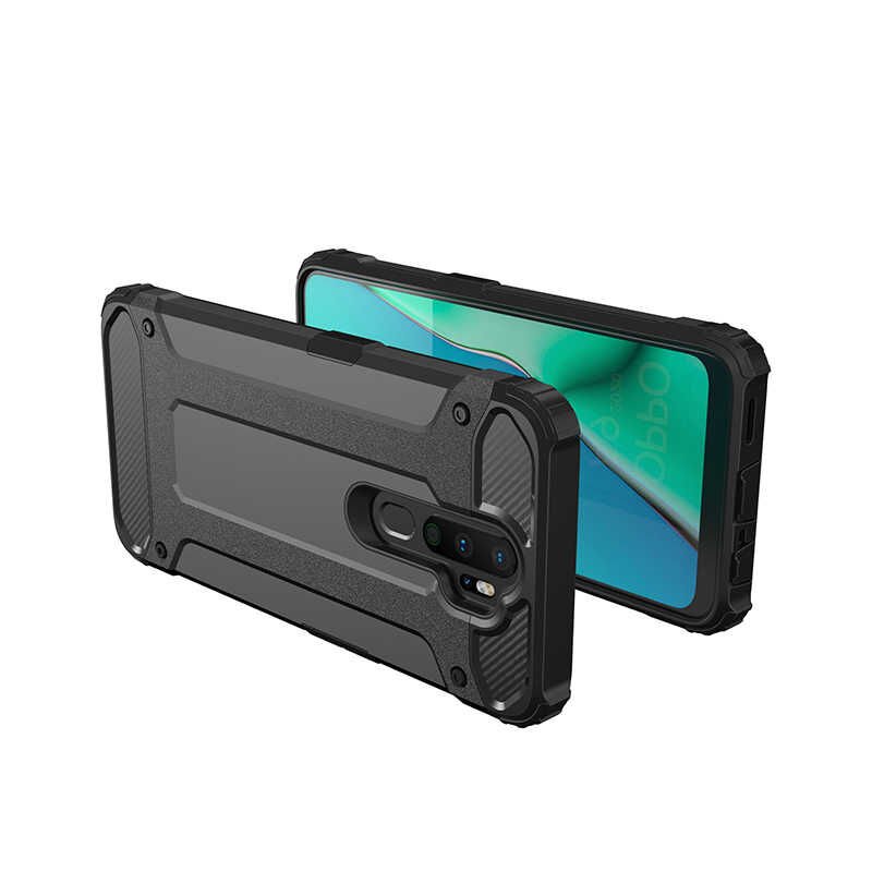 Oppo A9 2020 Kılıf Armor Köşe Korumalı Çift Katman Tank Zırh Kapak (CRASH) Gold