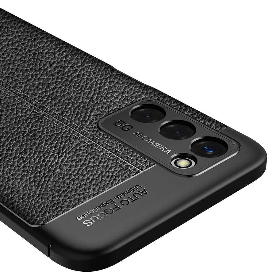 Oppo A55 5G Kılıf Deri Görünümlü Renk Atmayan Dayanaklı Silikon Kapak (NİSS) Lacivert