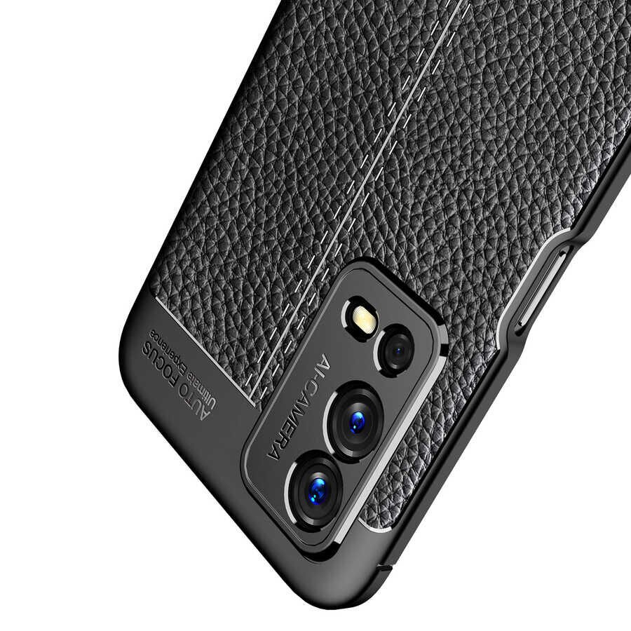 Oppo A55 4G Kılıf Deri Görünümlü Renk Atmayan Dayanaklı Silikon Kapak (NİSS) Lacivert
