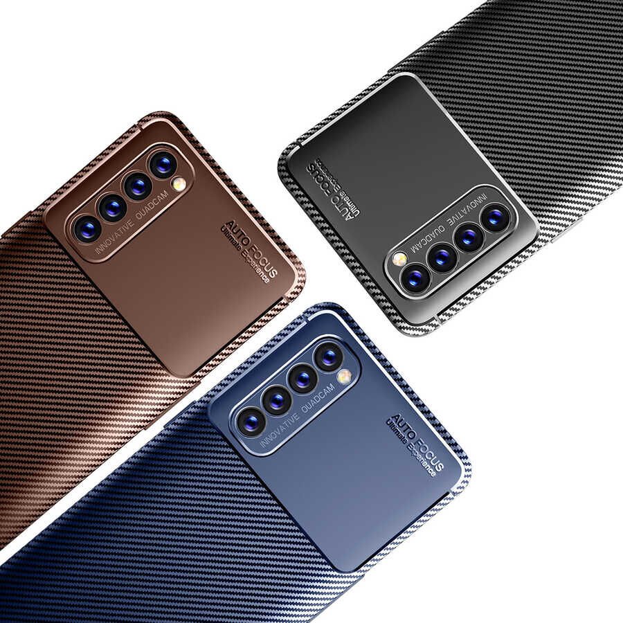 Oppo Reno 4 Pro 4G Kılıf Kamera Çıkıntılı Karbon Fiber Dokulu Renk Atmaz Kapak (NEGRO) Siyah