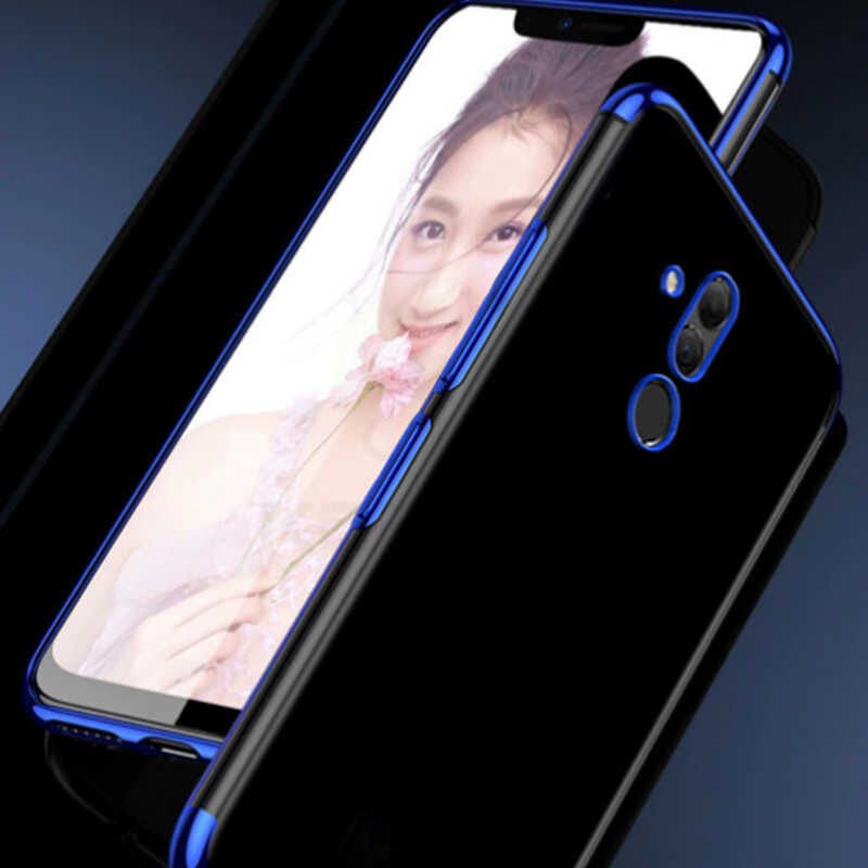 Huawei Mate 20 Lite Kılıf Dört Köşe Renkli Lazer Şeffaf Silikon Kapak (GLİTTER) Siyah