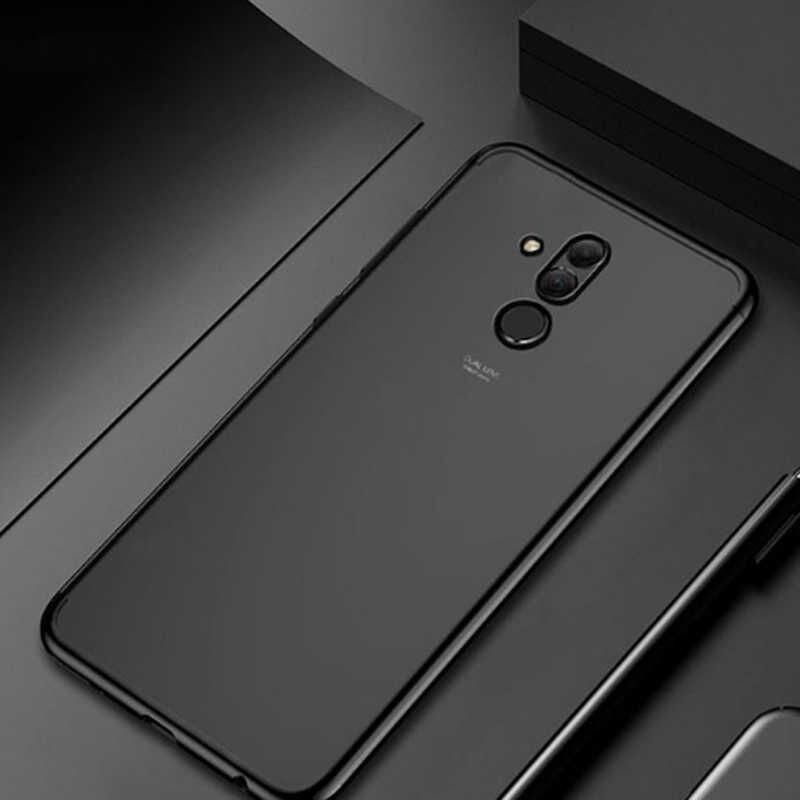 Huawei Mate 20 Lite Kılıf Dört Köşe Renkli Lazer Şeffaf Silikon Kapak (GLİTTER) Siyah