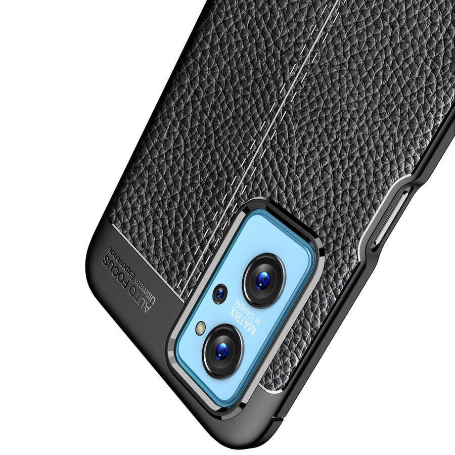 Oppo A96 4G Kılıf Deri Görünümlü Renk Atmayan Dayanaklı Silikon Kapak (NİSS) Lacivert