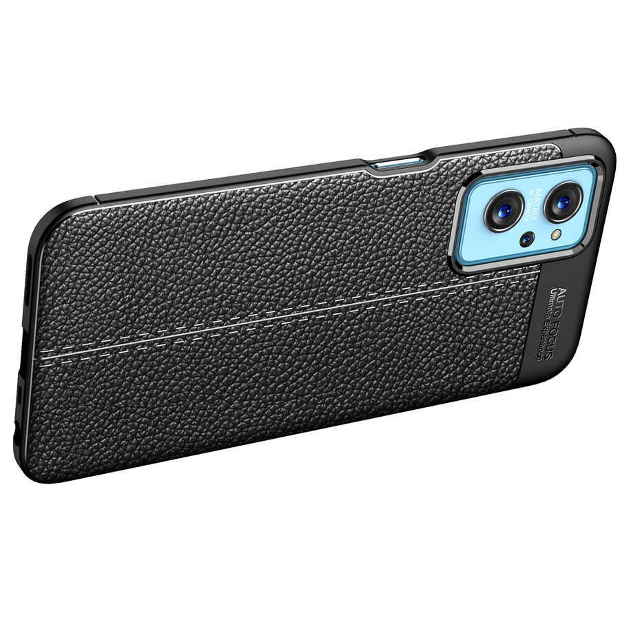 Oppo A96 4G Kılıf Deri Görünümlü Renk Atmayan Dayanaklı Silikon Kapak (NİSS) Lacivert