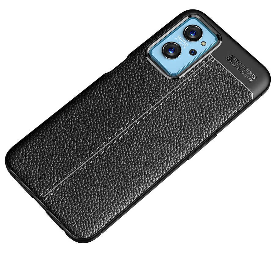 Oppo A96 4G Kılıf Deri Görünümlü Renk Atmayan Dayanaklı Silikon Kapak (NİSS) Lacivert