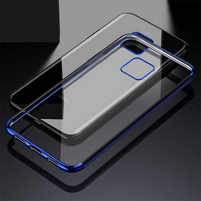 Huawei Mate 20 Pro Kılıf Dört Köşe Renkli Lazer Şeffaf Silikon Kapak (GLİTTER) Gri