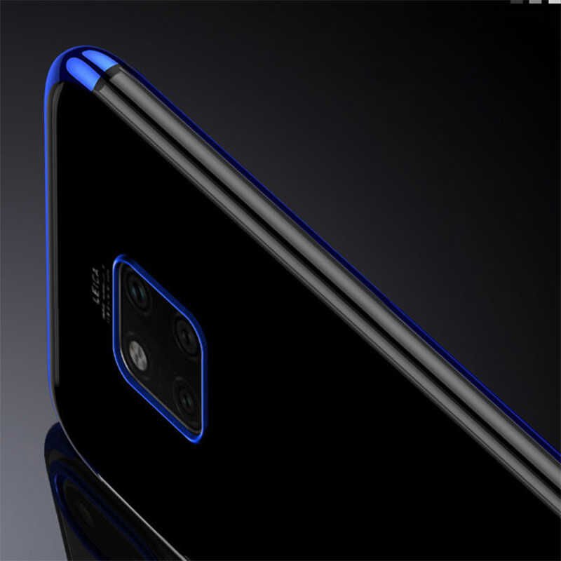 Huawei Mate 20 Pro Kılıf Dört Köşe Renkli Lazer Şeffaf Silikon Kapak (GLİTTER) Gri